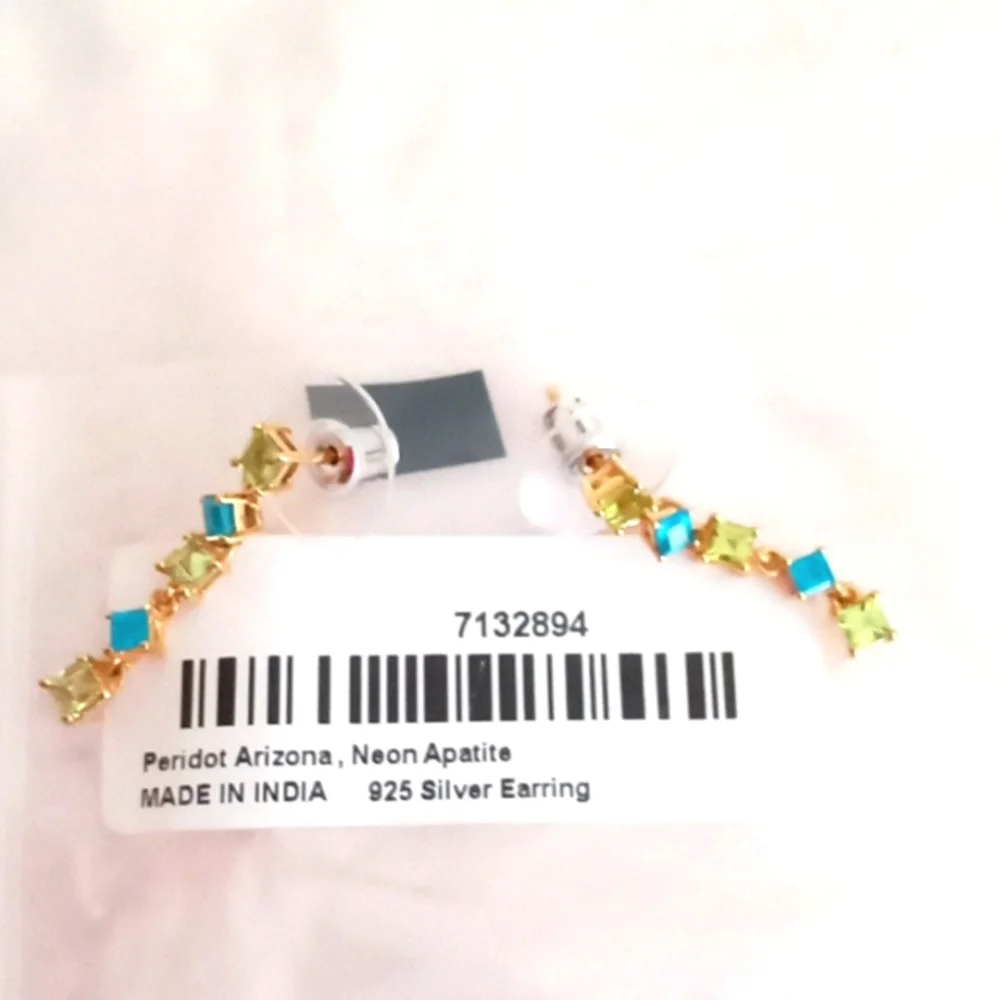 ARIZONA PERIDOT AND NEON APATITE DANGLE EARRINGS - Picture 4 of 5